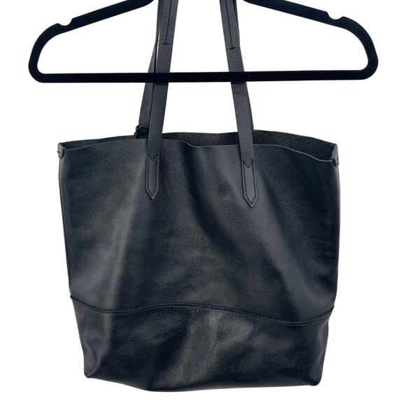 J.Crew Leather Downing Tote Carry All Black Leather Slouchy Shoulder Bag Classic - Picture 4 of 10